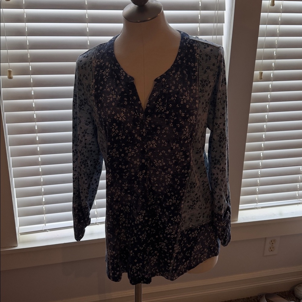 Style & Co. Navy Floral Blouse